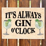 FUNNY Bar Sign For Home Always Gin O Clock Hanging Wall Sign