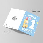 1st Birthday Age 1 Children's Kids Baby Giraffe Greetings Card