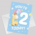 2nd Birthday Age 2 Children's Kids Baby Giraffe Greetings Card