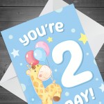 2nd Birthday Age 2 Children's Kids Baby Giraffe Greetings Card