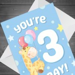 3rd Birthday Age 3 Children's Kids Baby Giraffe Greetings Card