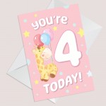 Birthday Card for Age 4 Girl 4th Birthday Card For Daughter