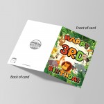 3rd Birthday Card for Boy Girl Jungle Safari Animals 3 Years