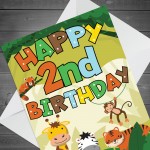 2nd Birthday Jungle Animal Card for Boys Girls 2 Year Old Card