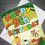 9th Birthday Jungle Animal Card for Boys Girls 9 Year Old Card