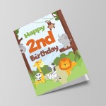 2nd Birthday Card for Boys Girls Second Birthday Jungle Cards