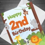 2nd Birthday Card for Boys Girls Second Birthday Jungle Cards