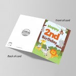 2nd Birthday Card for Boys Girls Second Birthday Jungle Cards