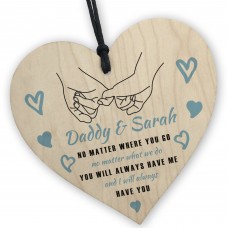 Daddy Daughter Gift For Fathers Day Birthday Wooden Heart