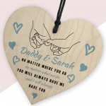 Daddy Daughter Gift For Fathers Day Birthday Wooden Heart