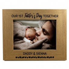 Personalised 1st Father's Day 7x5 Brown Wood Frame New Dad Gifts