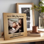 Personalised 1st Father's Day 7x5 Brown Wood Frame New Dad Gifts