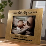 Personalised 1st Father's Day 7x5 Brown Wood Frame New Dad Gifts