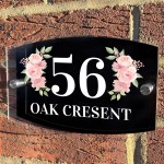 Floral House Sign Plaque Door Number Sign Street House Road Name