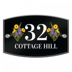Floral House Sign Personalised Address House Number Door Plaque