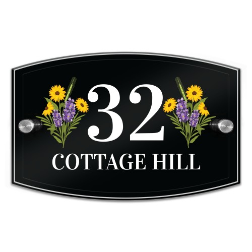Floral House Sign Personalised Address House Number Door Plaque