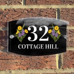 Floral House Sign Personalised Address House Number Door Plaque