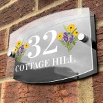 Floral House Sign Personalised Address House Number Door Plaque
