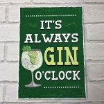 Retro Style Its Always Gin OClock Bar Sign Gin Lover Gift Decor
