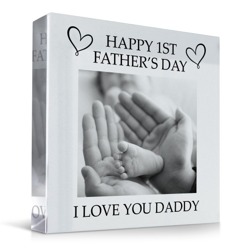 Happy 1st Fathers Day Gift For Daddy Personalised Photo Block