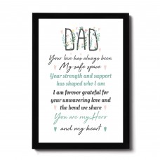 Novelty Gift For Dad FRAMED PRINT Thank You Gift For Dad Hero