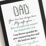 Novelty Gift For Dad FRAMED PRINT Thank You Gift For Dad Hero