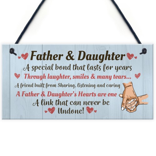 Father and Daughter Hanging Sign Dad Gift From Daughter Fathers