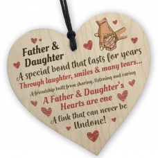 Father and Daughter Wooden Heart Keepsake Fathers Day Birthday