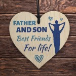 Father and Son Wooden Heart Gifts Father's Day Birthday Gifts