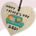 Happy Fathers Day Gift Dad Wooden Heart Funny Gifts Dad Novelty 