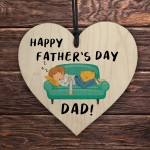 Happy Fathers Day Gift Dad Wooden Heart Funny Gifts Dad Novelty 