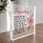 Gift For Best Friend Friendship Plaque Clear Block Best Friend