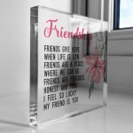 Gift For Best Friend Friendship Plaque Clear Block Best Friend