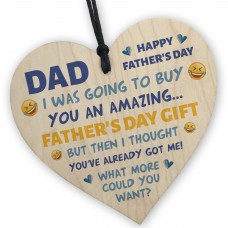 Funny Fathers Day Dad Wooden Heart Joke Gift For Him Novelty 