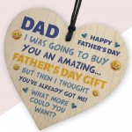 Funny Fathers Day Dad Wooden Heart Joke Gift For Him Novelty 