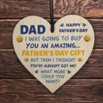 Funny Fathers Day Dad Wooden Heart Joke Gift For Him Novelty 
