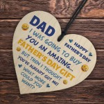Funny Fathers Day Dad Wooden Heart Joke Gift For Him Novelty 