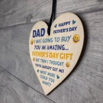 Funny Fathers Day Dad Wooden Heart Joke Gift For Him Novelty 