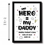 Daddy You are My Hero Personalised Framed Print Fathers Day Gift
