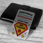 Teacher Thank You Gift Metal Card For Wallet Purse End of Term