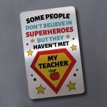 Teacher Thank You Gift Metal Card For Wallet Purse End of Term