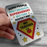 Teacher Thank You Gift Metal Card For Wallet Purse End of Term
