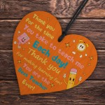 Gift for Best Teacher Wooden Hanging Heart Teaching Assistant
