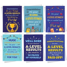 A-Level Results Congratulations Cards Pack of 6 Well Done Cards 