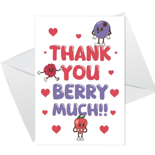 THANK YOU BERRY MUCH Card For Him Her Men Women Thank You Cards