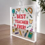 End Of Term Gift For Best Teacher Ever Freestanding Block