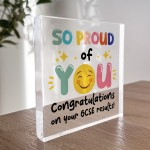 SO PROUD OF YOU Gift For Daughter Son Acrylic Block GCSE Results