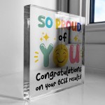 SO PROUD OF YOU Gift For Daughter Son Acrylic Block GCSE Results