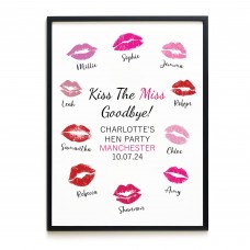 Kiss The Miss Goodbye A3 Black Framed Hen Party Print Keepsake