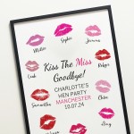 Kiss The Miss Goodbye A3 Black Framed Hen Party Print Keepsake